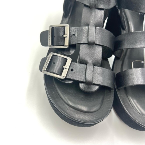 Kork Ease Black Leather Gladiator Platform Wedges Heels Sandals Shoes 7 KorkEase - Picture 4 of 15